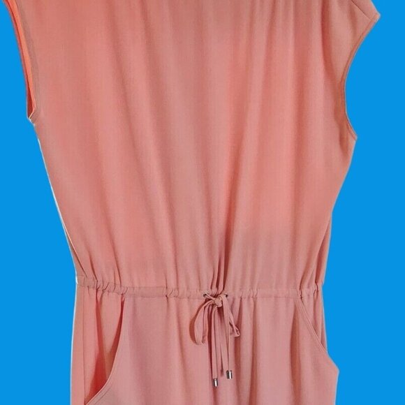 St. John Women Peach Sleeveless Knee-Length Dress Drawstring Waist Pockets Sz 8 - Picture 3 of 12